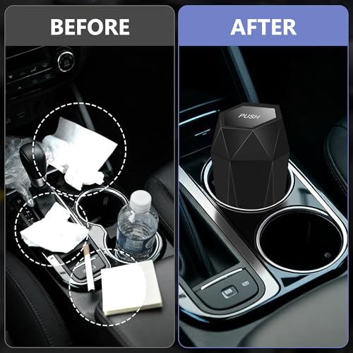 Image of Car Trash Can with Lid - 1-Pack, Interior Accessories for Vehicles, Leakproof Garbage Can with 30 Detachable Trash Bags, Multipurpose Organizers and Storage Solutions for Home and Office