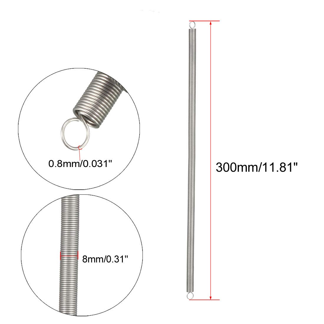Sourcing Map Wire Diameter 0.05" , OD 0.31" , Free Length 0.98" Spring