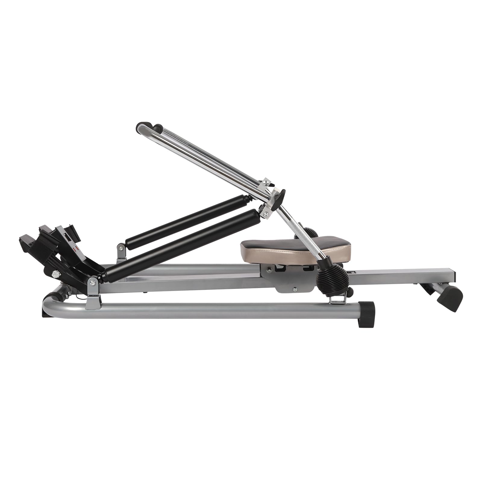 Rudergerät Rowing Machine, Hydraulische voll Bewegliche Justierbare Rudermaschine mit Weichem Sitz LCD-Monitor und Langer Schiene für Cardio-Übungen, Lastkapazität 264.55lbs