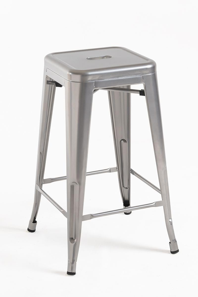 Regalos Miguel - Packs Taburetes Bajos - Pack 2 Taburetes Torix Bajos - Gris Metalizado