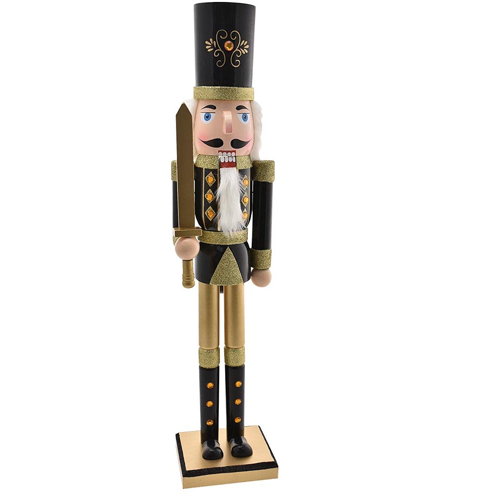 BAKAJI Soldat Casse-Noisette de Noël en Bois Géant Hauteur 106 cm Robes Peintes Barbe et Cheveux en Peluche avec Mécanisme de Travail Décorations de Noël (Design 4)