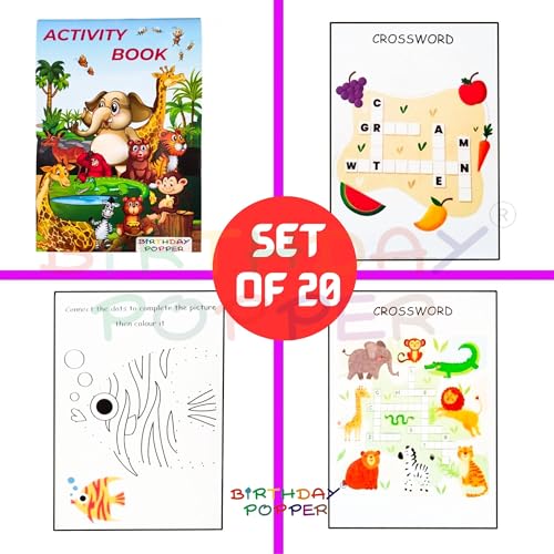 Image of Birthday Popper Brain Booster Activity Books - Set of 20 - Interactive Birthday Return Gifts for Kids