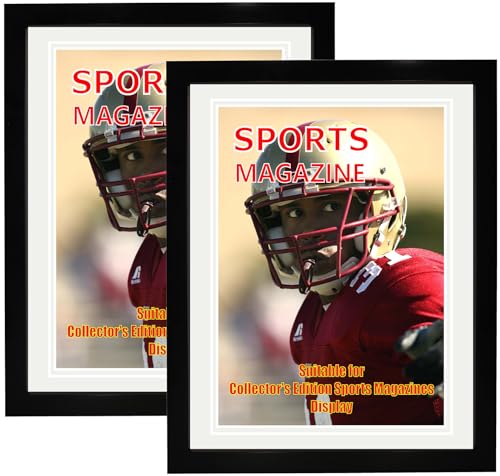 SparklyHome Sports Magazine Frame with Mat 2 Pack Fits 8.25x11&8.5x11.25
