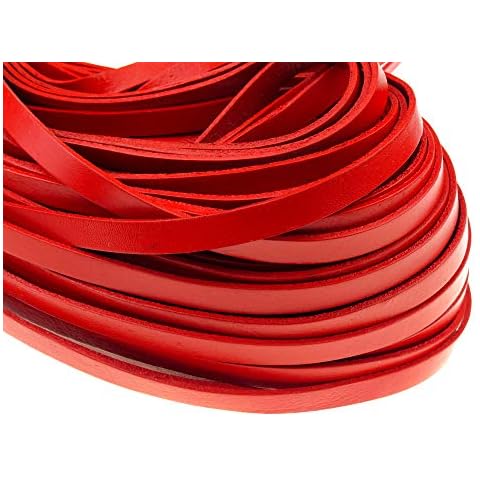 esnado Banda de cuero plana roja 10mm x 2mm - 5m Cover
