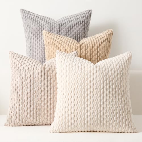 Kevin Textile Decorative Pillow Covers 18x18 Inch Set of 4 Soft B...
