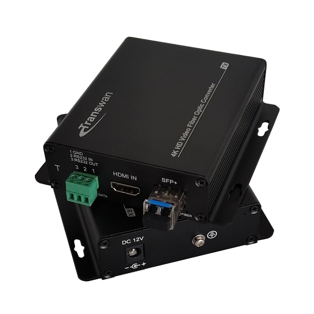 4K @ 30Hz HDMI with RS232 Data Optic Fiber Extender Over 10 Kilometers Single-Mode Optical, Support HDCP 1.4 and EDID (Over 2 Core Single-Mode Fiber)