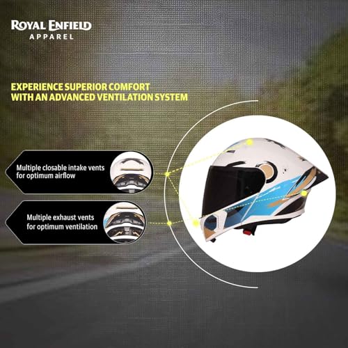 Image of Royal Enfield Stealth MOD Brushed Modular Helmet | Certification: ISI & DOT | Shell Construction: High Impact Grade ABS & Fiberglass Composite | Weight: 1200 + /-50 | Blue M