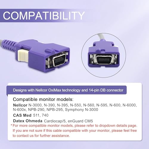 skmeditec SpO2 Sensor Direct Connect Cable Compatible with Nellcor Oximax - Image 2