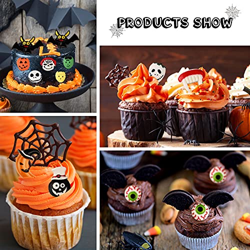 Sakolla Halloween Fondant Cake Molds - Halloween Chocolate Molds Silicone Bat Pumpkin Owl Ghost Candy Molds For Cupcake Topper Decorating Sugarcraft Gum Paste Resin Clay #TOP3
