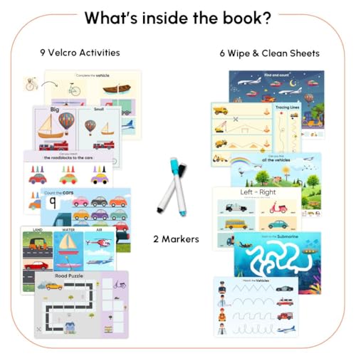 Image of Curious Cub Montessori Busy Book On Modes Of Transport |Toddler Busy Binder for 2-5 Yrs | Activity Binder, Quiet Book |Educational Toys For 2 Year Old