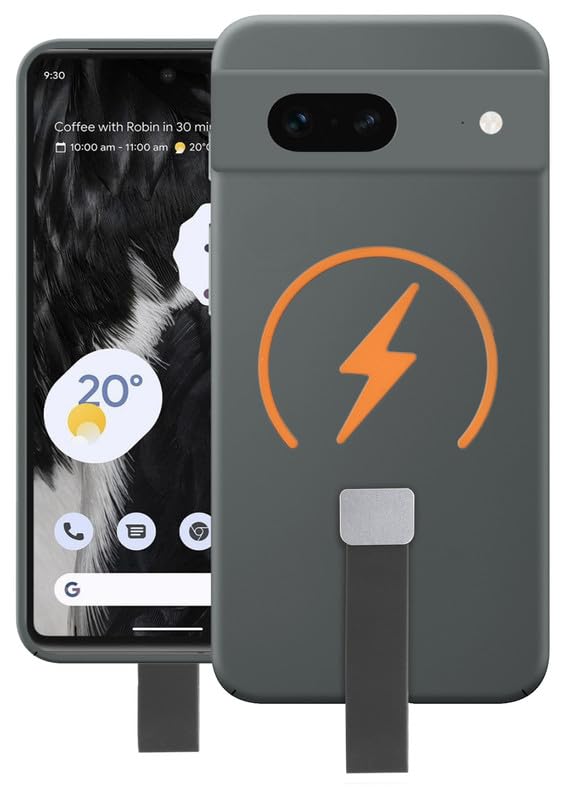 Image of Mr. Case Back Cover for Google Pixel 7 Compact and Stylish Silicon Finish Hard Back | Integrated Grip Strap | Wireless Charging Support - Grey