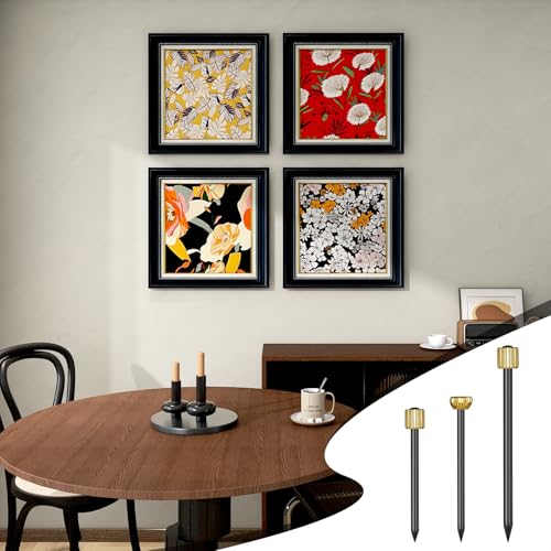 Image of 90 Pcs Nails for Hanging Pictures, 3 Different Size Small Nail for Picture Hangings Sturdy Pictures Frame Nail Picture Hanging Nails with Plastic Box (Black Gold)