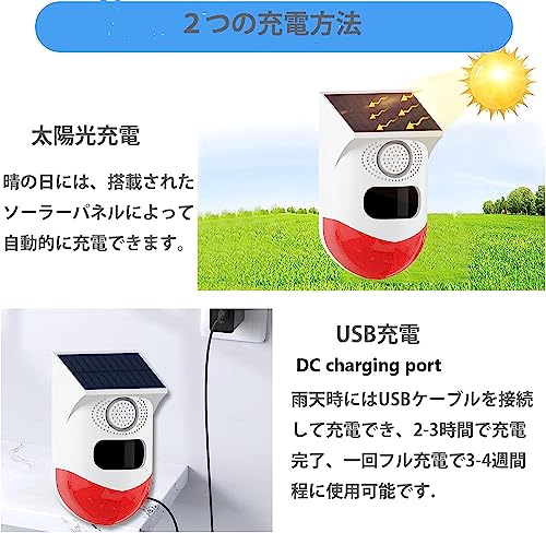 PLYXHY 太陽警告灯 ソーラー 防犯アラーム屋外 SL07-4 USB2 の商品画像 2
