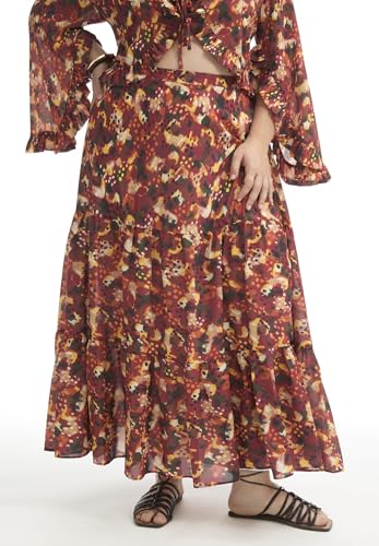 Women's Plus Size Tiered Printed Maxi Skirt3