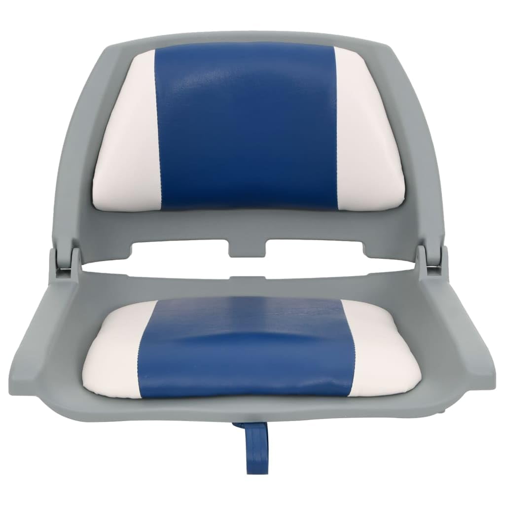 Set di 4 sedili da barca pieghevoli con imbottitura in blu e bianco, con schienale alto, sedia da barca, sedia da barca, sedia da guida imbottita per barche