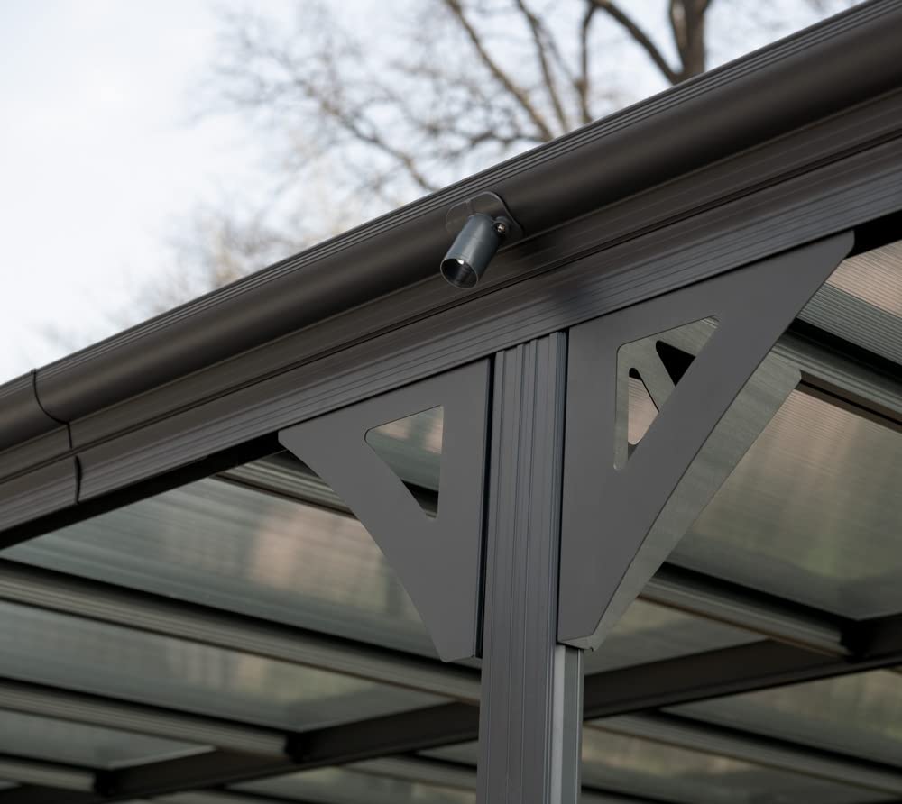 WESTMANN Carport Helsinki 15m² | 503x305x232 cm Grau | Flachdach Überdachung aus Aluminium | Motorrad- & Autounterstand inklusive Regenrinne