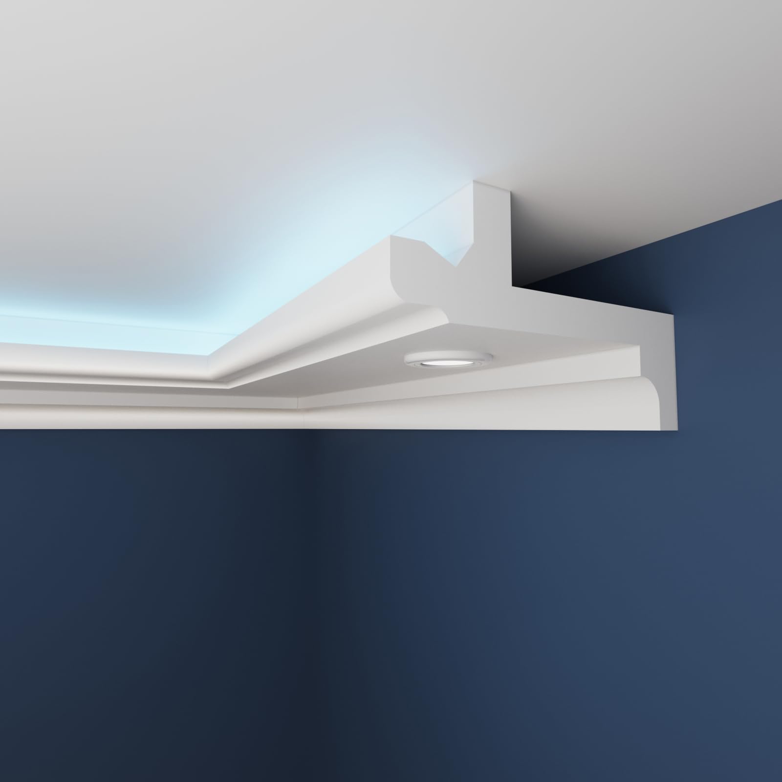 WOLDECOR Premium LED Ceiling Coving Cornice, Lightweight XPS Moulding for Ceilings, Easy DIY Fit, Coving for Ceilings, Paintable Surface, Crack Moisture Resistant Trim (WLS10, 2 Meters)