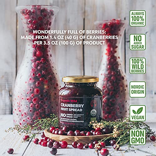 image for LOOV Organic Wild Cranberry Jam, 14.1 Ounces, Vegan, Cranberry Fruit S