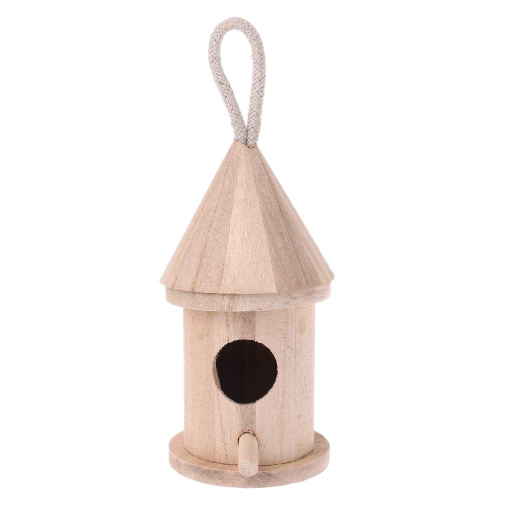 LEIQI Wood Bird House with Perch Birdhouse to Paint Wooden Hanging Sleeping Nest for Indoor Outdoor Birds Garden