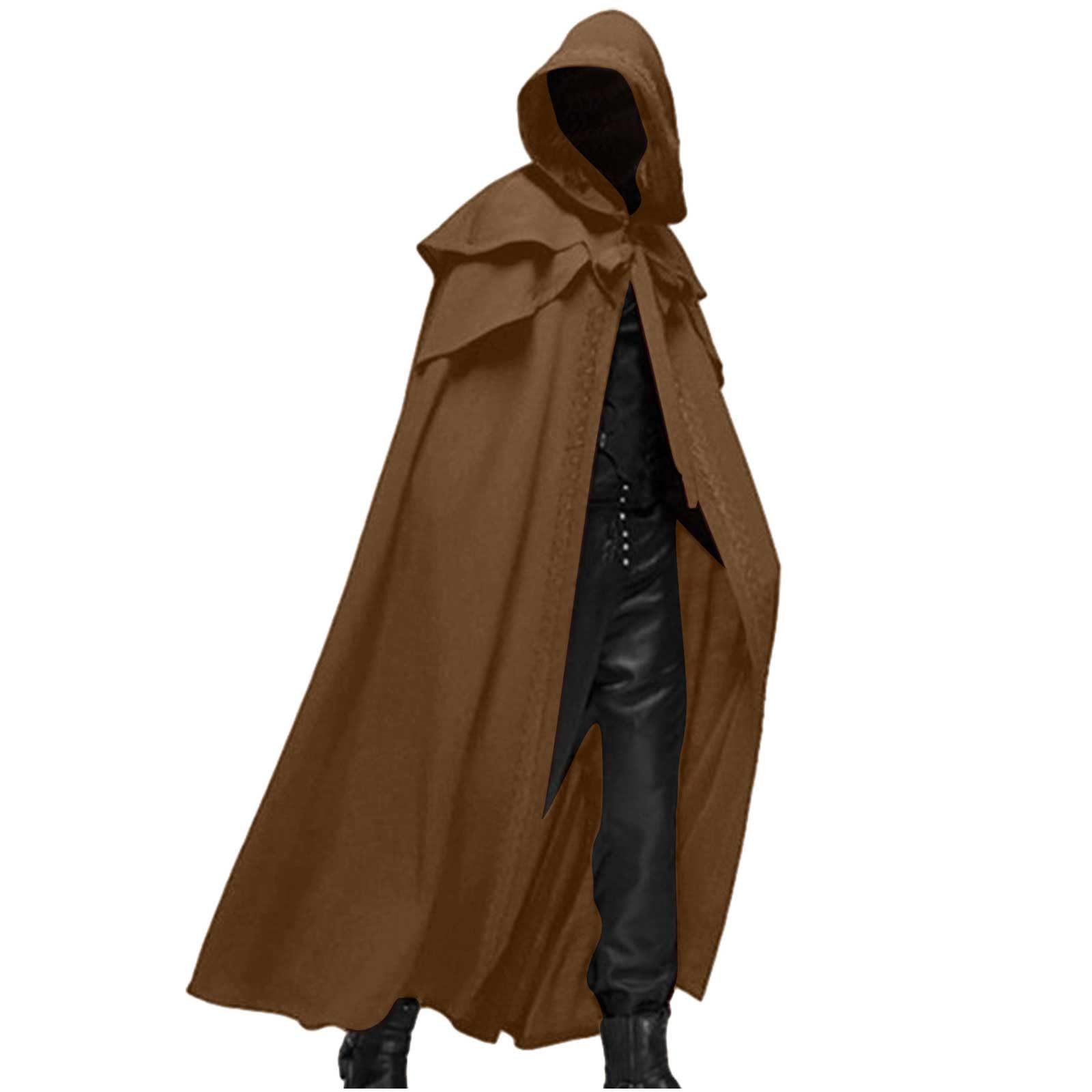 Hooded Cloak Adult UK Full Length Cape Women Men Cosplay Costumes Halloween Black Hooded Cape Witch Cloak Party Vampires Accessories Christmas Ladies Fancy Dress Costume