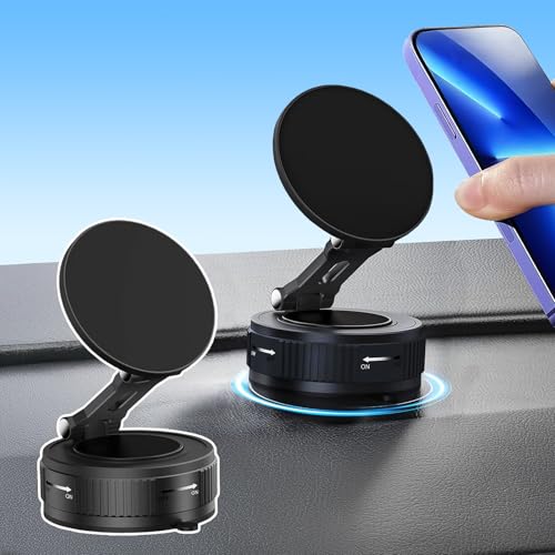 WeCar スペーシアギア ハイブリッド 車用 スマホホルダー 車載ホルダー マグネット スマホスタンド 真空吸盤 超強磁力 Magsafe 折りたたみ式 多角度自由調節 360°回転 真空吸着式 片手操作 マグセーフ Phone Android 多機種