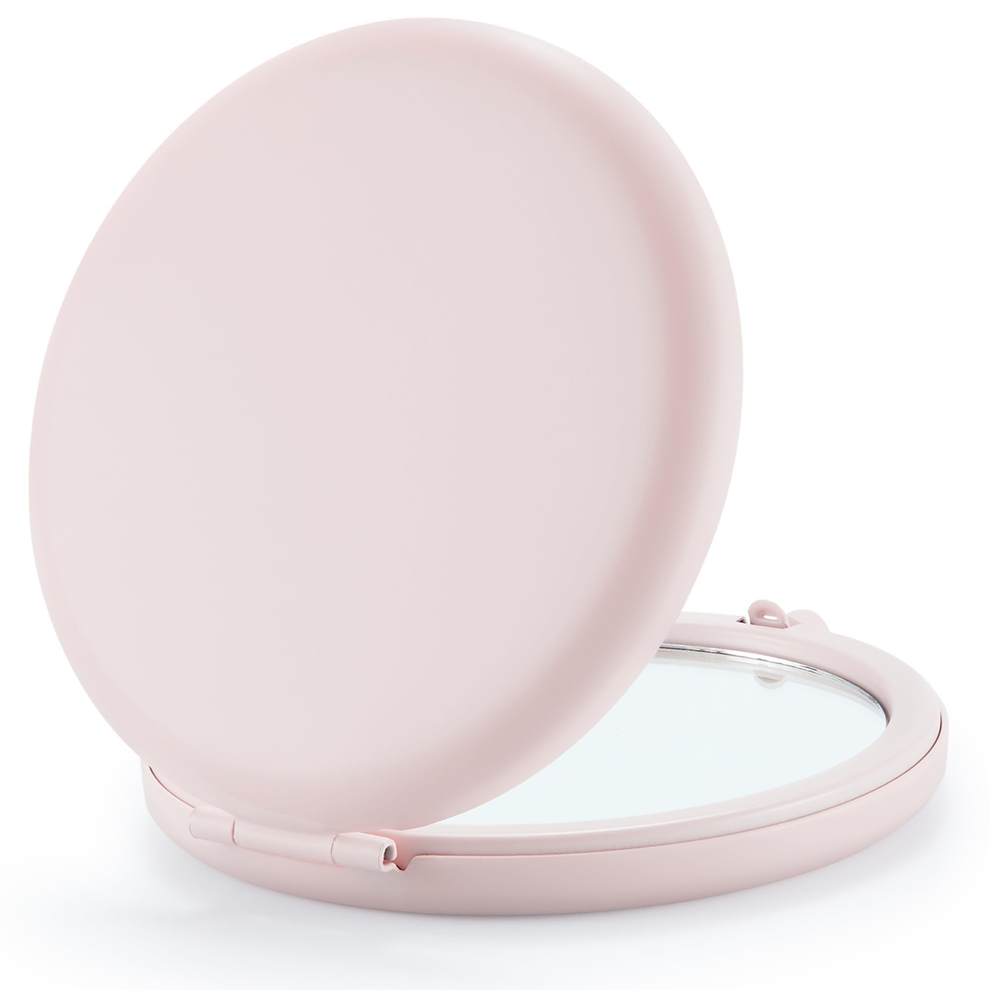 Getinbulk Compact Mirror for Purse, Double-Sided 1X/2X Magnifying Metal Pocket Makeup Mirrors(Round,Pink)-image-7