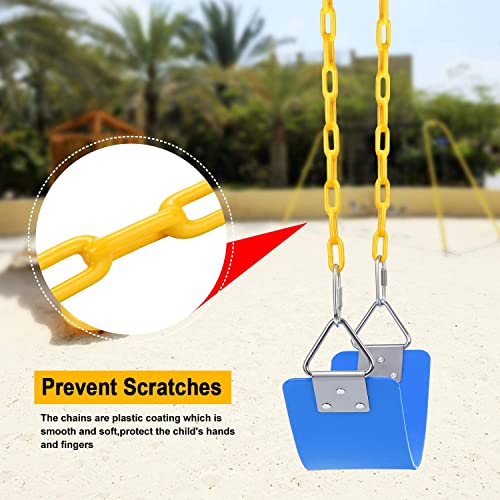 Image of REZNOR Heavy Duty Flexible Swing Seat with Metal Triangle Ring, Anti-Rust Chain Set for Kids & Adults, Playground, Jungle & Gym (Blue-Yellow, 1.5 Meter)