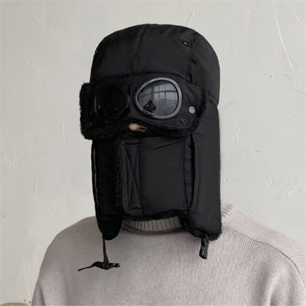 Winter Russian Hat with Ear Flap Warm Men Wind-Proof Glasses Trapper Cap Earflap (Color : C, Size : 1) (E 1)