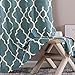 jinchan Curtains Blue Linen Living Room Drapes Light Filtering Moroccan Tile Print Drapes Bedroom Curtain Flax Textured Geometry Lattice Grommet for Dining Room 96 Inch Length 2 Panels