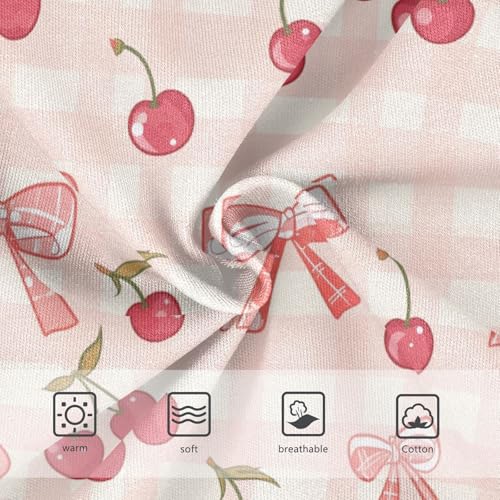 Wusikd Cherry Bow Girls' Underwear Cotton Check Pink Girls Briefs Soft Toddler Underwear 2T3