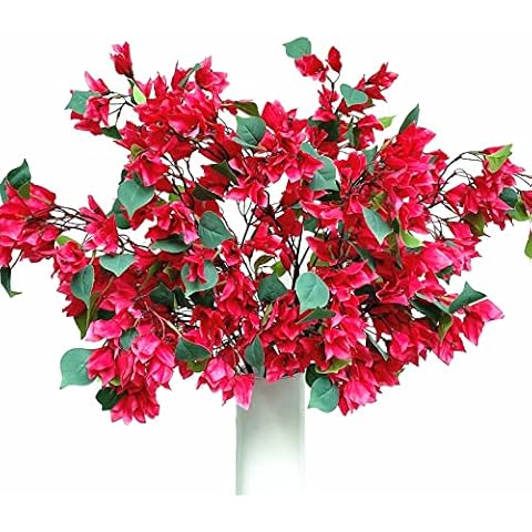 Pack of 4 Artificial Bougainvillea Silk Flowers Branches Faux Artificial Bougainvillea Long Floral Stems Plant Branches for Wedding Home Decoration (Pink) Cover