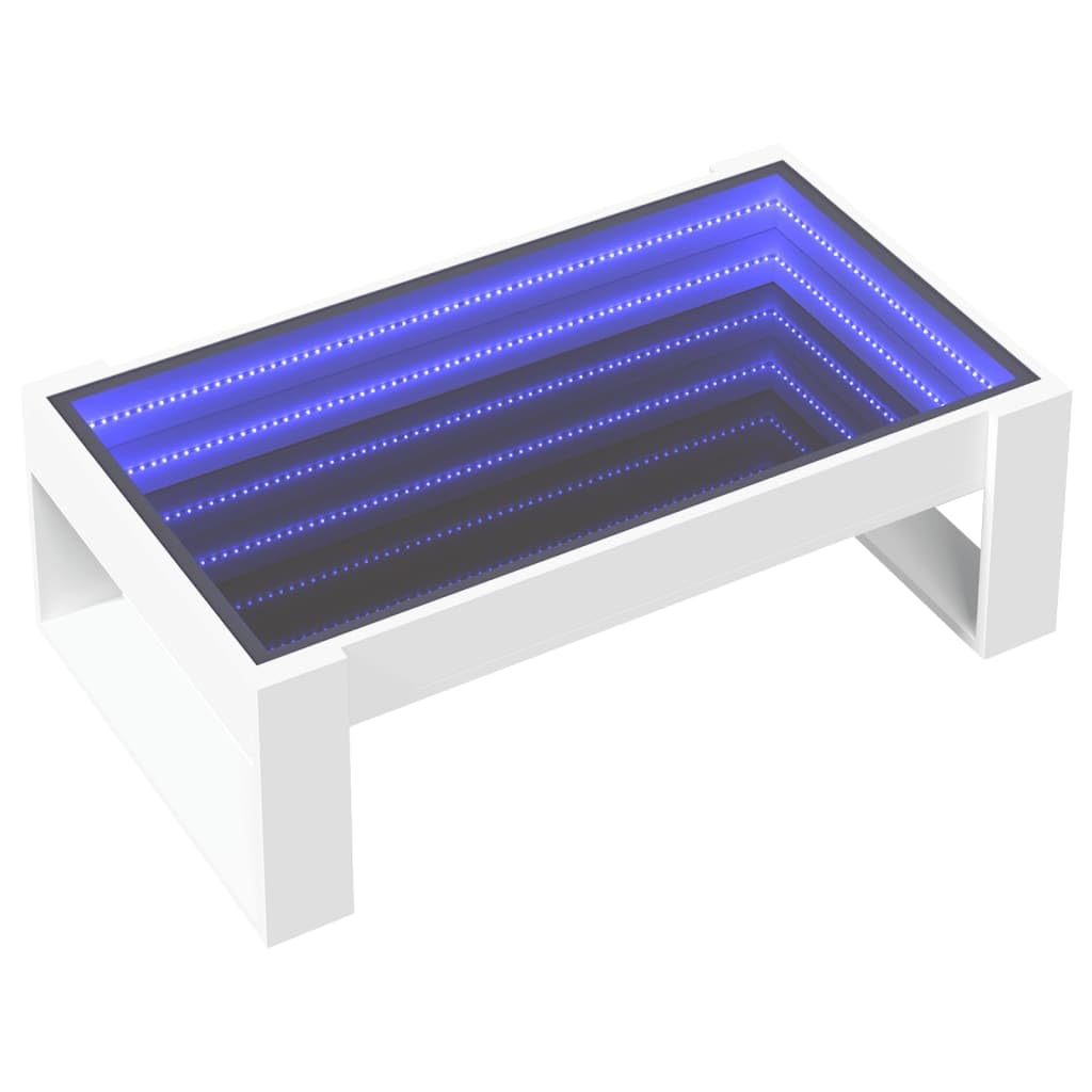 vidaXL Coffee Table with LED Infinity White 90x53x30cm LED Light Coffee Table Tea Table Side Table with LED