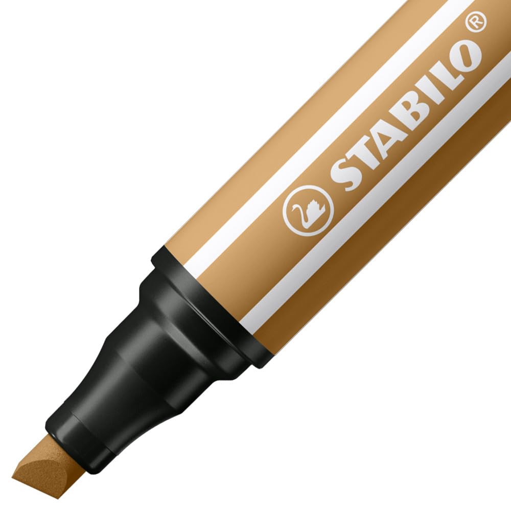 STABILO Pen 68 MAX - Premium Fibre-Tip Pen with Chisel Tip - ARTY - Pack of 5 - Dark Ochre, 1 count (Pack of 5) - Image 2