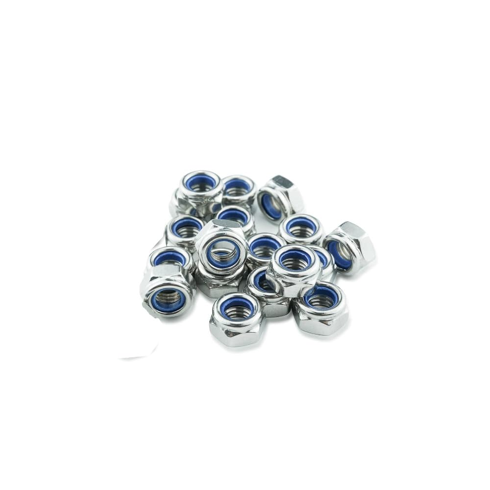 100x 1/4 Nyloc UNC Nuts A2 Stainless Steel, Self-Locking UNC Nyloc Nylock Nuts Nylon Insert Locking Nuts for Imperial Bolts, Screws, and Fasteners, DIY & Industrial Use