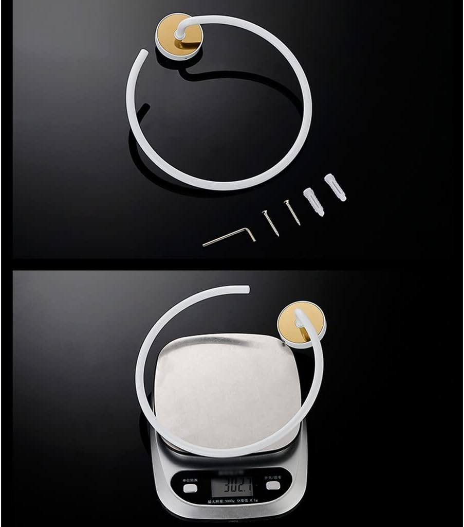 LSLYTQ White Towel Ring, All Copper Light Luxury High-end Hotel Villa Bathroom Creative Towel Rack, Hand Towel Holder Hanger