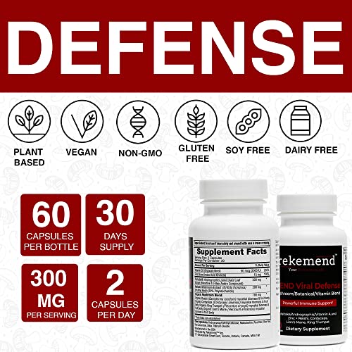 rekemend Mushroom Supplement for Immune Support - Contains Lions Mane, Cordyceps & Reishi Mushroom Extracts - 60 Capsules - Image 4
