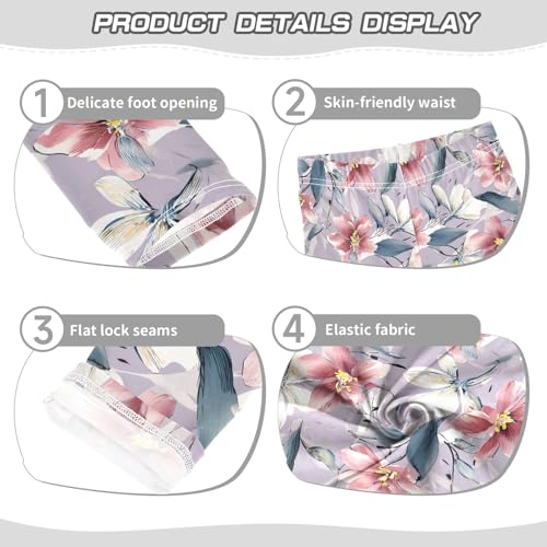 Girls' Athletic Leggings Ankle Length Yoga Dance Pants Kids Teen 4T Beautiful Flower3