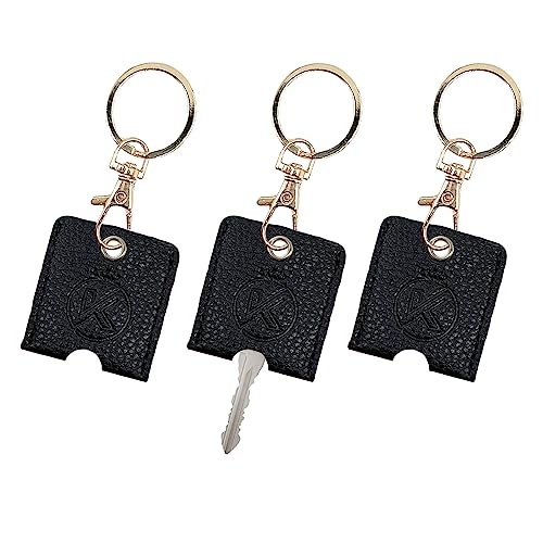 KRSURERICHER Universal Leather Key Sleeve, Key Covers, 3pcs Keychain Key Fod Protector for Broken Keys Car Keys (Black)