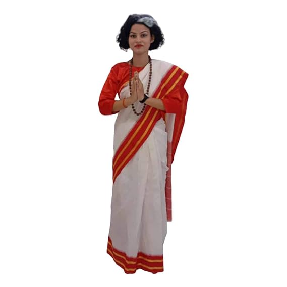 ITSMYCOSTUME Indira Gandhi White&Red Independence Day Fancy Dress