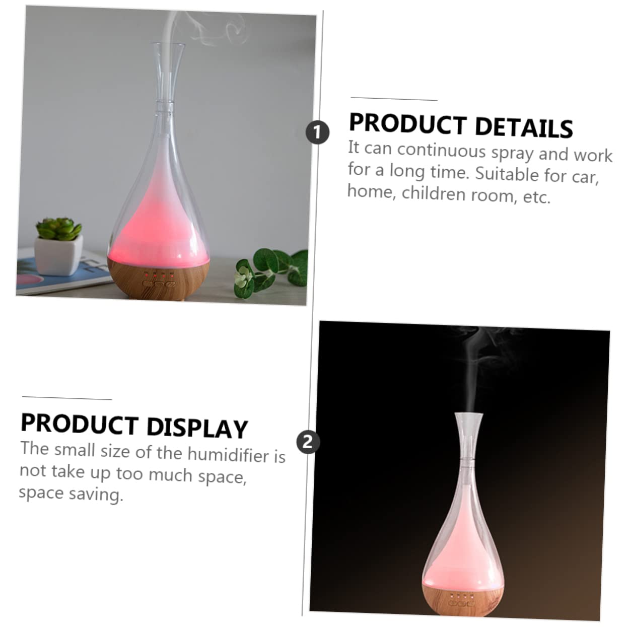 Amosfun 1pezzi Diffusore di Oli Essenziali Design Umidificatore da Casa per Aromaterapia e Profumo Decorazione Portatile Effetto Legno