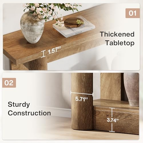 Image of Tribesigns 63-Inch Farmhouse Console Table, 2-Tier Storage Sofa Table Behind The Couch, Narrow Long Entryway Furniture for Home Hallway, Entrance, Living Room, Brown