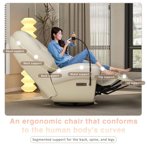 Sillón Recliner Giratorio Piel Blanco miniatura 5