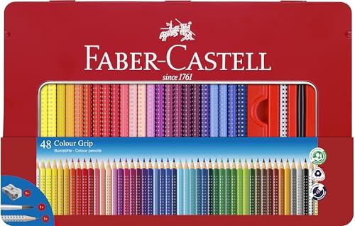 FABER-CASTELL 112448 - Buntstift Colour Grip 48er Stück Metalletui