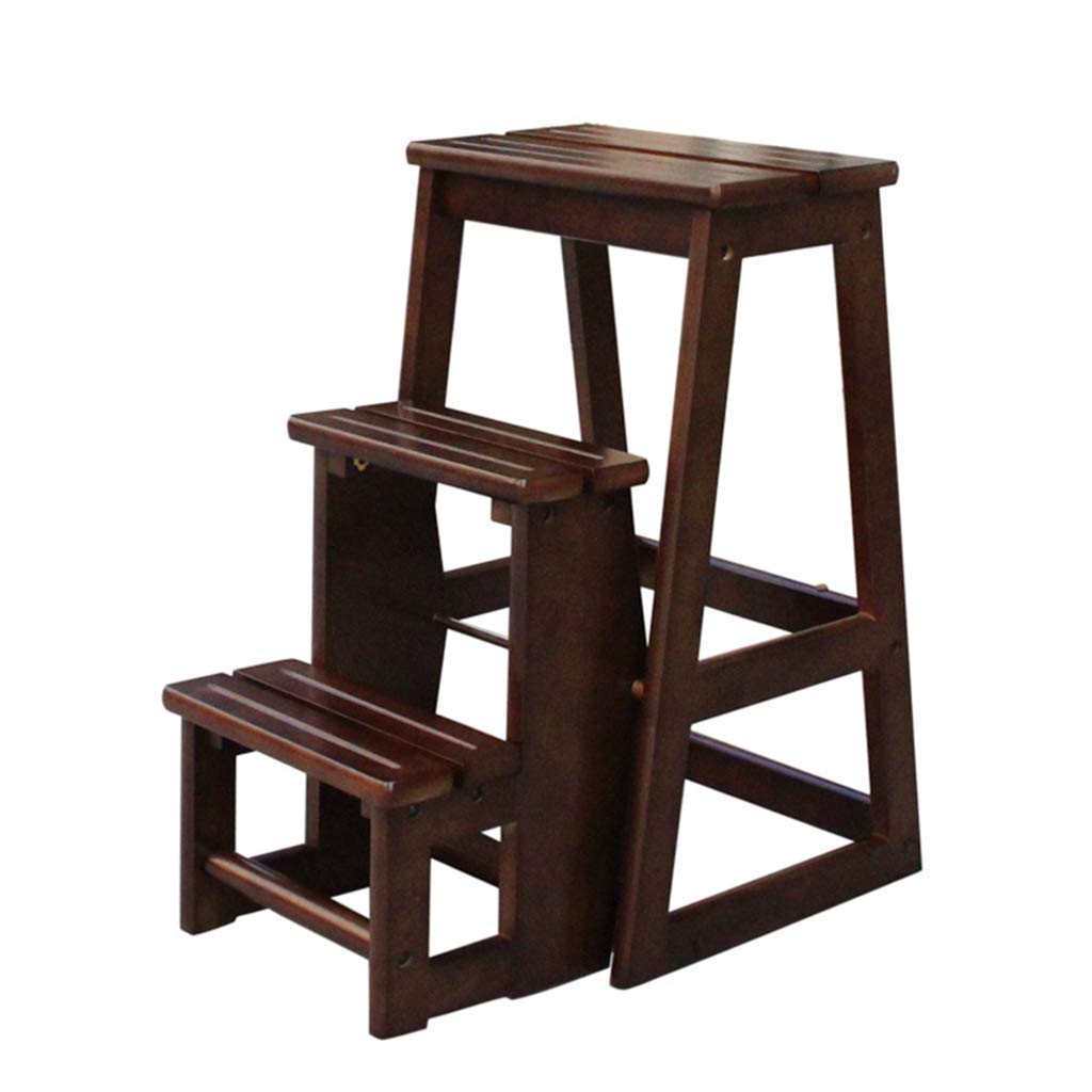 Échelle pliable maison en bois massif de noyer - Tabouret multifonctions de haute qualité