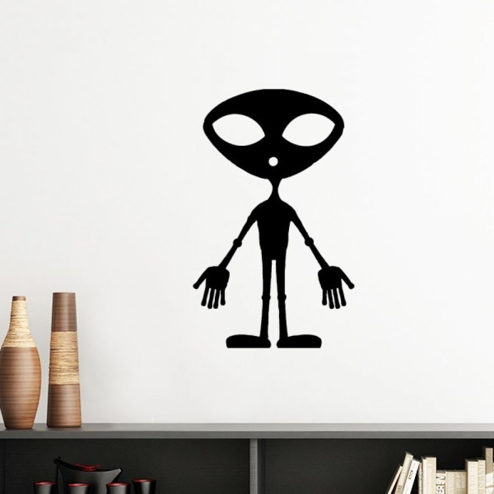 Sticker univers et alien amovible noir 60cm facile à poser sans abîmer les murs