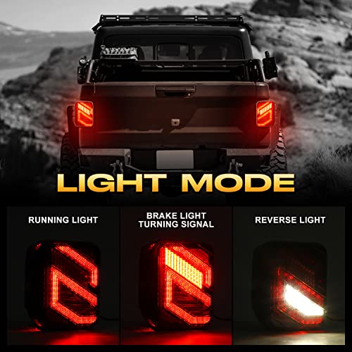 Image of LX-LIGHT Dark Smoke S Shape LED Tail Lights Brake Light Reverse Light Turn Signal Light Compatible with Jeep Gladiator JT 2019-2022