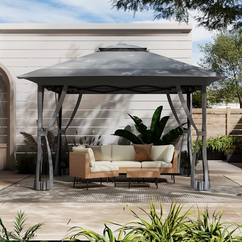 ENSTVER Pop Up Gazebo 12x12 with Mosquito Netting, Central Lock