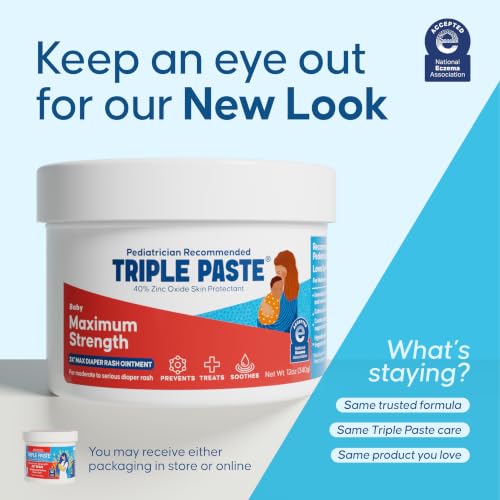 Image of Triple Paste 3X Max Zinc Oxide Diaper Rash Ointment, 12oz Jar - Maximum Strength Diaper Cream for Sensitive Skin