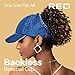 Red by Kiss Satin-Lined Backless Baseball Cap, Comfortable Fit Adjustable Hat for Ponytail Designs Fashion (Denim)