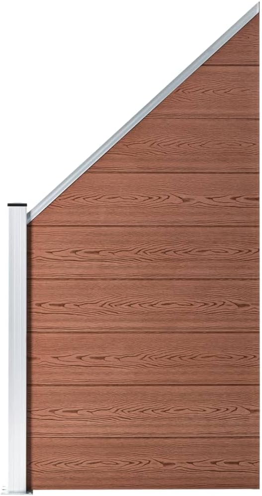 N'ihu view of the assembled vidaXL WPC fence panel, brown color with wood grain texture.